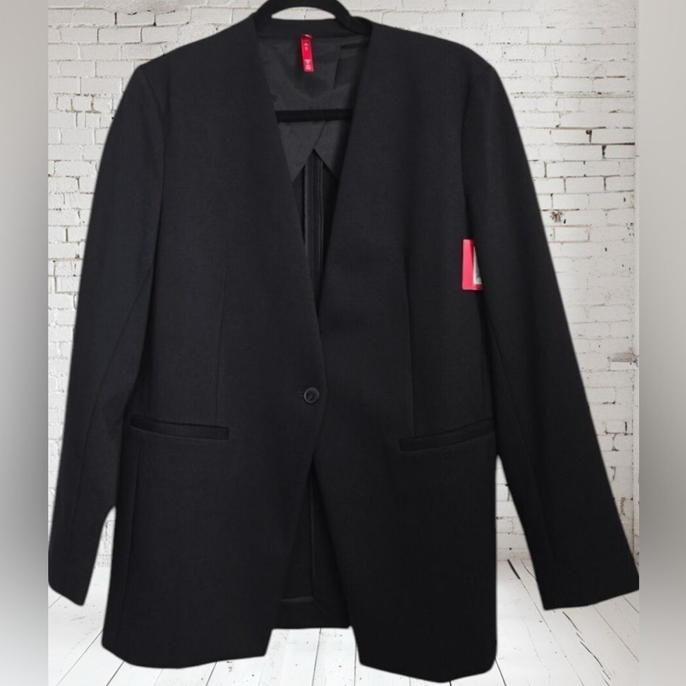 SPANX Ponte Perf Collarless Blazer Single Button Classic Black Oversized L - Picture 5 of 10